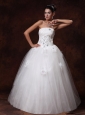 Strapless Beaded Floor-length A-Line Tulle Wedding Dress For 2013 Custom Made