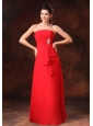 Strapless Red Empire Chiffon 2013 Prom Gowns With Beading Floor-length For Customize