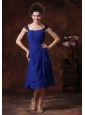 Chiffon Ruched Straps Navy Blue 2013 Tea-length Bridesmaid Dress