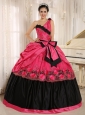 Hot Pink One Shoulder In Arcadia California For 2013 Quinceanera Dress With Bowknot and Appliques