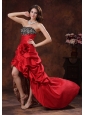 Red Leopard High-low Dama Dresses for Quinceanera Clearances With Beaded and Flowers Decorate Bust In Albertville Alabama