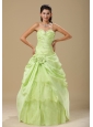 Yellow Green Hand Made Flowers and Ruched Bodice Quinceanera dresses