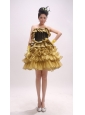 Gold Ruffled Layers For Custom Made Prom Dress