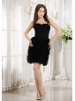 Ruched and Ruffles Decorate Bodice Sweetheart Neckline Black Organza Mini-length 2013 Prom / Homecoming Dress