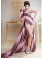 2013 Ombre Color One Shoulder Beaded Decorate Bust Prom Dress With High-low Chiffon For Party
