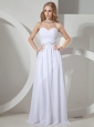 Beaded Decorate Waist On White Chiffon Sweetheart Neckline Prom Dress