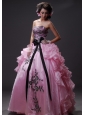 Saint Appliques With Beading Decorate Bodice Bowknot Ruffled Layers Floor-length Ball Gown Quinceanera Dress For 2013