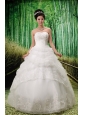 2013 Custom Made Sweetheart Lace Wedding Dress With Pick-ups