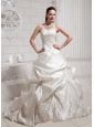 2013 Pick-ups and Embroidery Wedding Dress With Chapel Train Taffeta