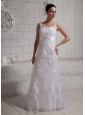 2013 Straps Beaded Lace Wedding Dress With Court Train
