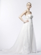 Beading Empire Strapless Organza Brush / Sweep Affordable Wedding Dress