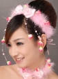 Lovely Pink Bowknot Feather Wedding Fascinators