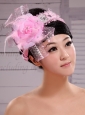 Palace Princess Korean Headdress Flower Net With Pearls and Feather