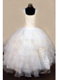 Exquisite Beading Organza Ball Gown White Square Floor-length White Little Girl Pageant Dresses