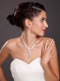 Luxurious Imitation Pearl Ladies' Jewelry Set Including Necklace And Earrings