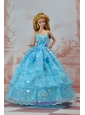 So Beautiful Baby Blue Sweetheart Ruffed Layeres Appliques Made To Fit The Quinceanera Doll