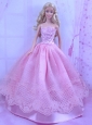 Beautiful Pink Princess Dress With Lace Made To Fit The Quinceanera Doll