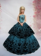 Teal A-line Dress Quinceanera Doll With Appliques And Floor-length