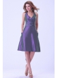 Purple Halter Bridemaid Dress Knee-length Taffeta