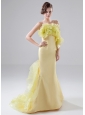 Prom Dress Strapless Organza Brush / Sweep Mermaid Yellow