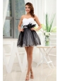 Black and White Prom / Cocktail Dress With Hand Made Flower Mini-length