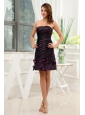 Dark Purple Homecoming Dress With Hand Made Flowers Mini-length