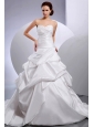 2013 Wedding Dress With Sweetheart Ruching and Pick-ups Chapel Train For Custom Made