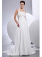 Simple Empire Halter 2013 Wedding Dress With Hand Made Flowers and Appliques