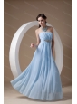 2013 Long Light Blue Empire Strapless Ruch Dama  Dress On Sale