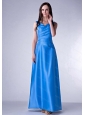 Blue V-neck Ankle-length Ruch 2013 Dama Dress