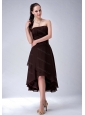 High-low Chiffon Ruch Brown Dama Dress 2013 On Sale