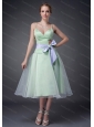 A-line Straps Bowknot Dama Dresses for Quinceanera