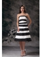 Black and White A-line Strapless Dama Dresses for Quinceanera