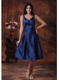 Cheap Royal Blue Short Dama Dresses for Quinceanera With V-neck