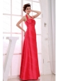 Halter Red Floor-length Taffeta Dama Dress 2013