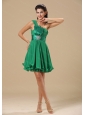 One Shoulder Green Chiffon 2013 Dama Dresses