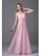Pink Strapless Chiffon Ruched Empire Dama Dresses