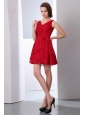 Affordable Ruched Empire V-neck Mini-length Dama Dress