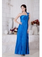 Pleat One Shoulder Tea-length Taffeta Dama Dress