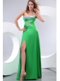 Sexy Sweetheart Spring Green Elastic Woven Satin Brush Train Beading and Paillette Prom Dress with Column