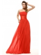 Empire Orange Red Strapless Ruching Floor-length Prom Dress