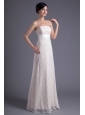 Column Strapless White Lace Belt Floor-length Wedding Dress