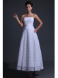 Strapless Empire Ankle-length Lace Wedding Dress with Bowknot