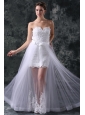 Column Sweetheart Appliques Tulle Detachable Skirt Wedding Dress