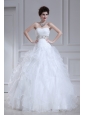 2014 Spring Beautiful A-line Sweetheart Floor-lengthWedding Dress with Ruffles and Appliques