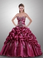 2015 Spaghetti Straps Fuchsia Quinceanera Dresses with Appliques and Pick-ups