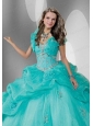 Fashionable Blue Organza Quinceanera Jacket with Beading