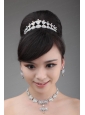 Boeknot Shape Rhinestone Jewelry Set Including Necklace Crown And Earrings