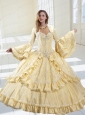 The Super Hot Champagne Dress For Quinceanera with Appliques and Ruffles