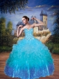 Modest Sweetheart Beading and Ruffles Quinceanera Dress in Blue